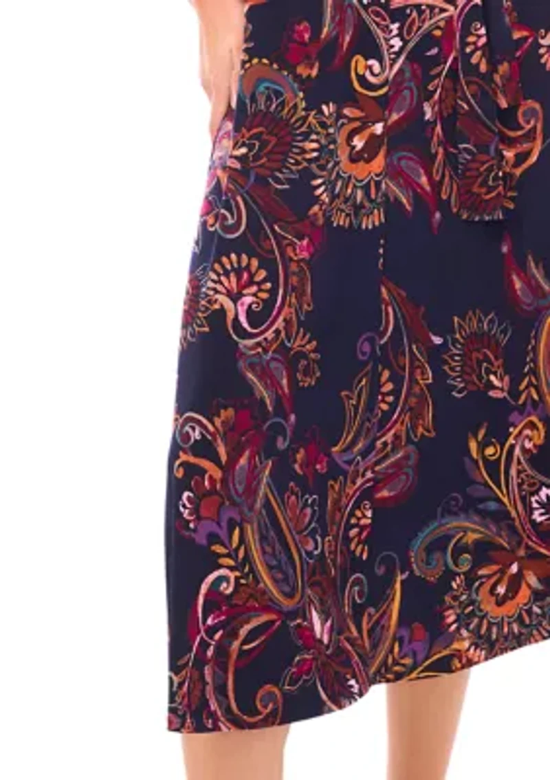 Women's Short Sleeve Tie Midi Dress