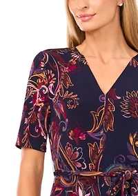 Women's Short Sleeve Tie Midi Dress