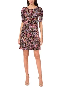Women's Puff Sleeve Flounce Hem Dress