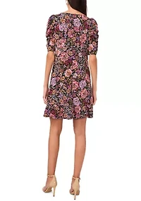 Women's Puff Sleeve Flounce Hem Dress