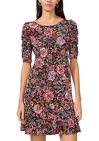 Women's Puff Sleeve Flounce Hem Dress