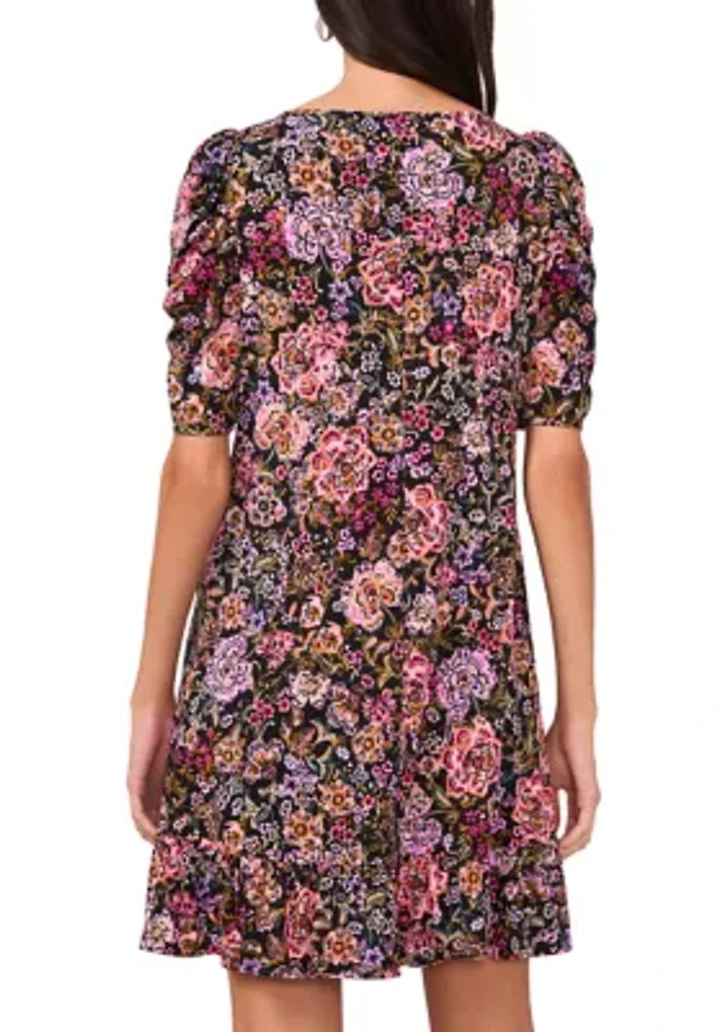 Women's Puff Sleeve Flounce Hem Dress