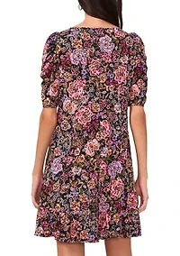 Women's Puff Sleeve Flounce Hem Dress