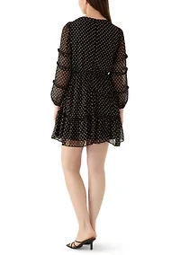 Women's Long Sleeve Tiered Mini Dress