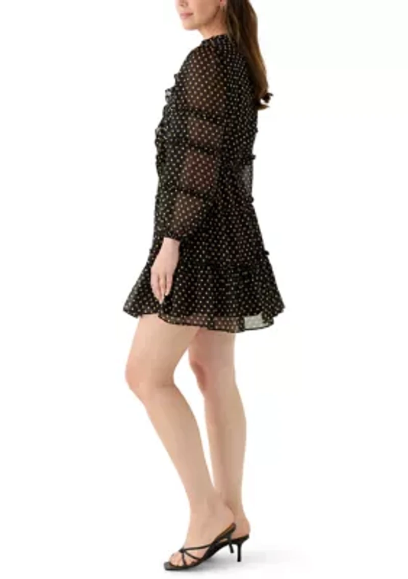 Women's Long Sleeve Tiered Mini Dress