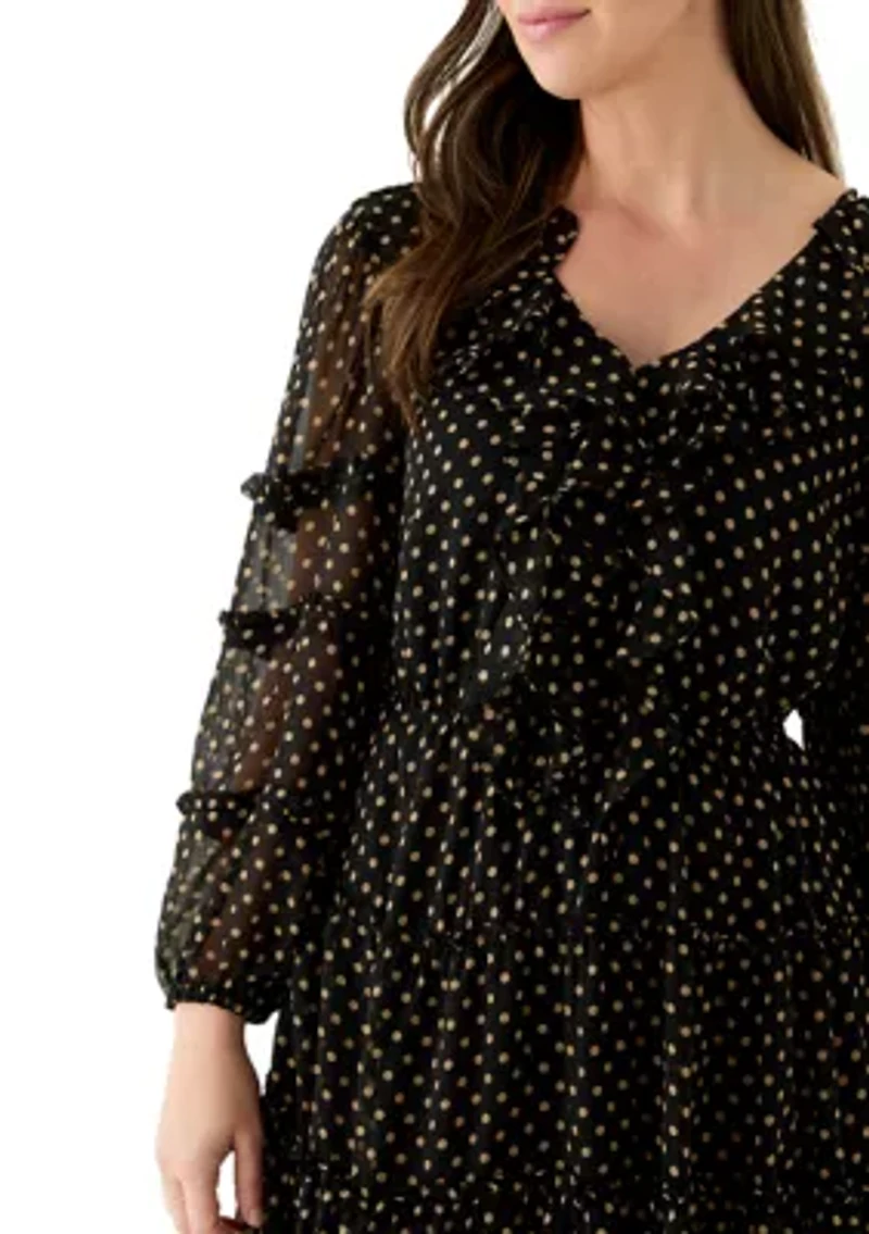 Women's Long Sleeve Tiered Mini Dress