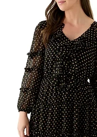 Women's Long Sleeve Tiered Mini Dress