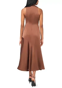 Women's Sleeveless Mock Neck Satin Angie Dress