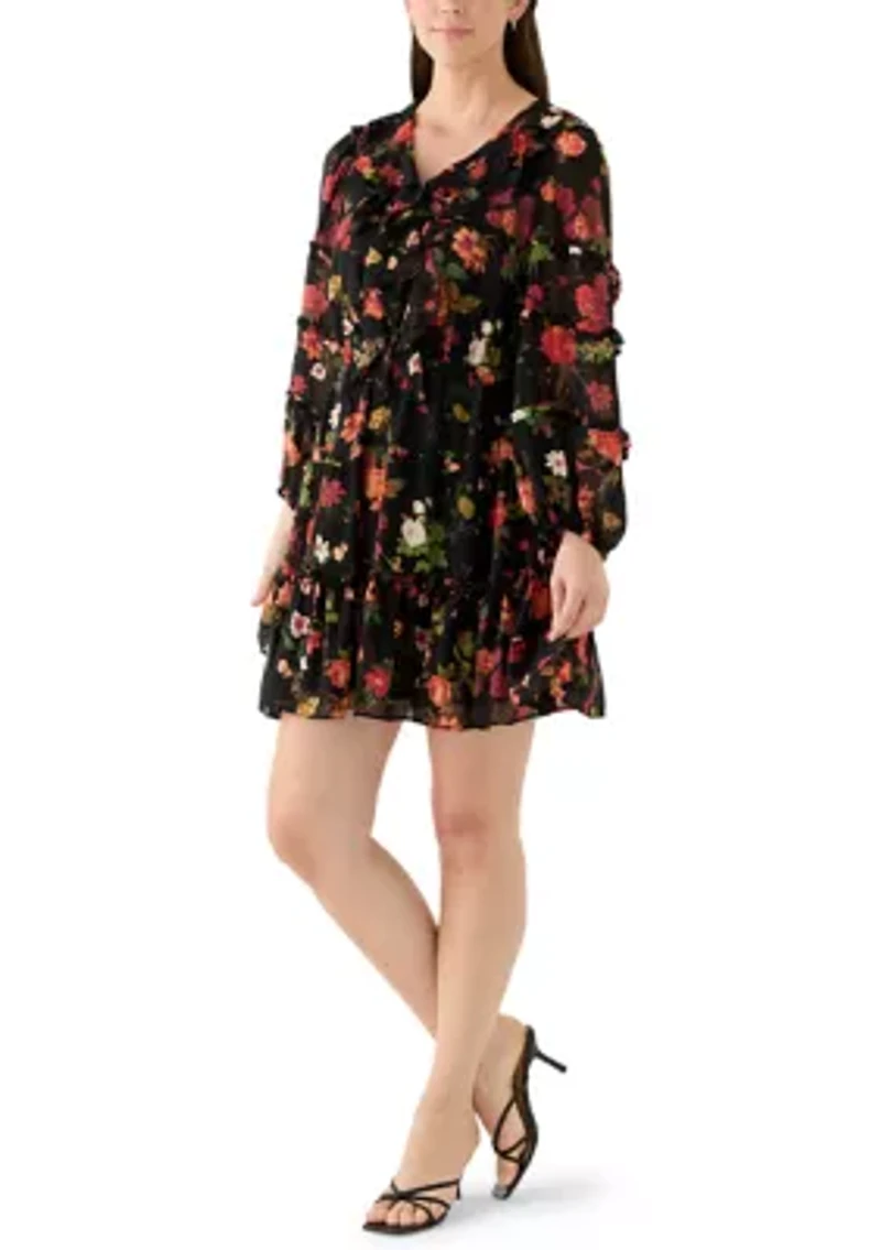 Women's Long Sleeve Tiered Mini Dress