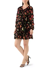 Women's Long Sleeve Tiered Mini Dress