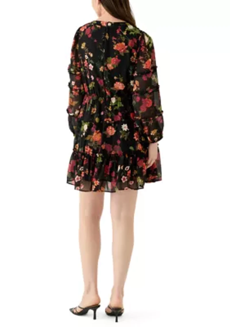 Women's Long Sleeve Tiered Mini Dress