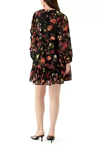 Women's Long Sleeve Tiered Mini Dress