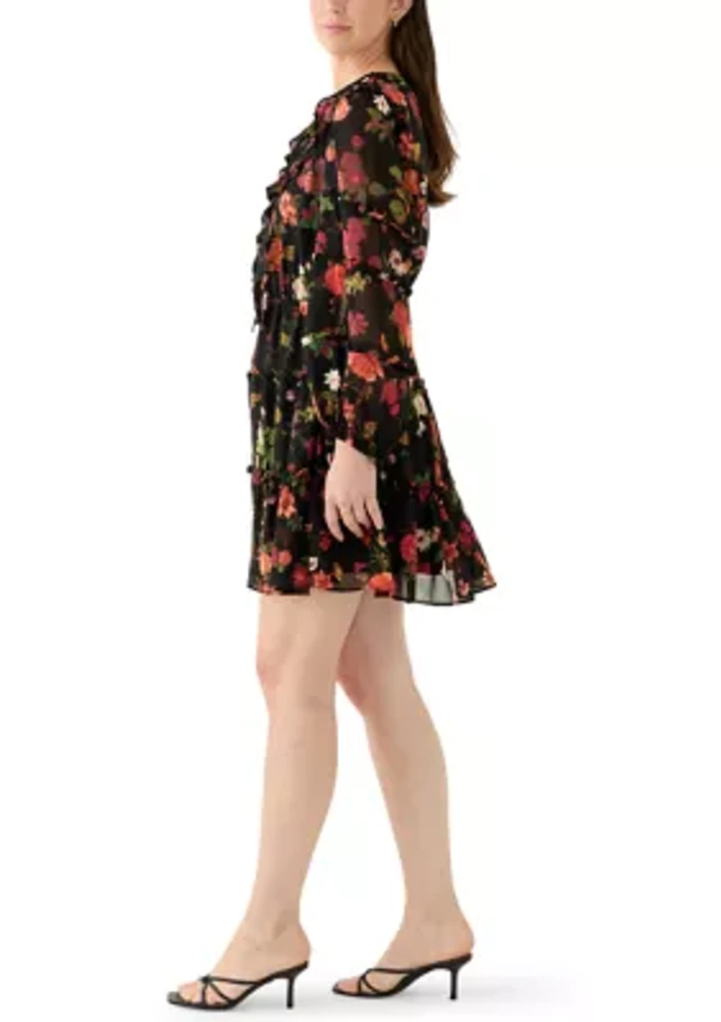 Women's Long Sleeve Tiered Mini Dress