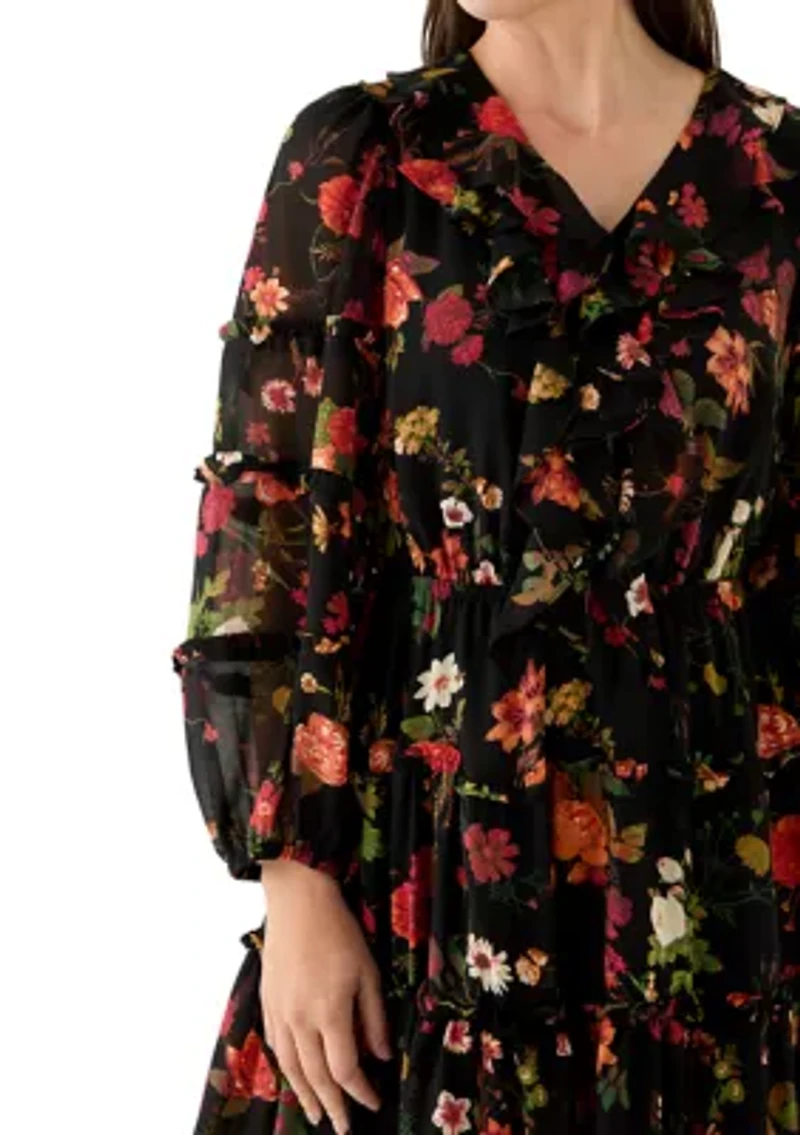 Women's Long Sleeve Tiered Mini Dress