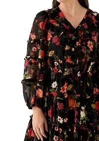 Women's Long Sleeve Tiered Mini Dress