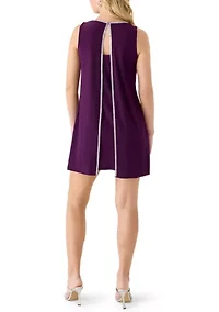 Petite Pleated Front Dress with Trim