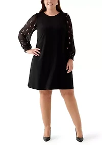 Plus Foil A-Line Dress