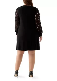 Plus Foil A-Line Dress