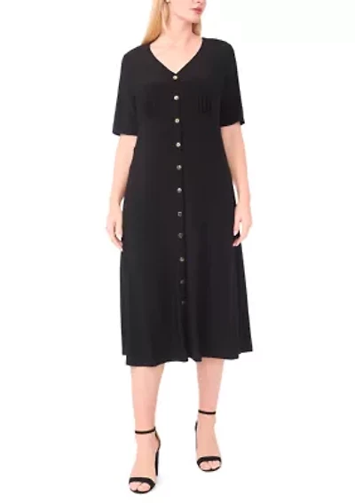Plus Short Sleeve V-Neck Dress