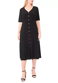 Plus Short Sleeve V-Neck Dress