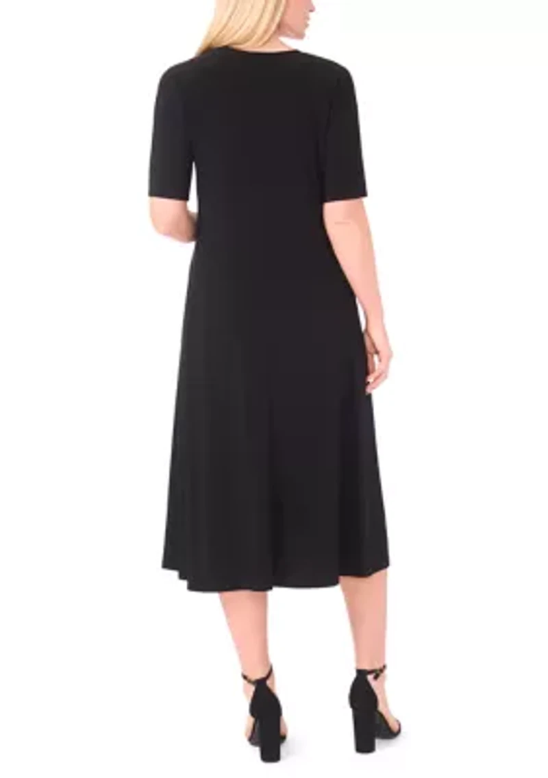 Plus Short Sleeve V-Neck Dress