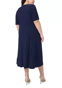 Plus Short Sleeve V-Neck Dress