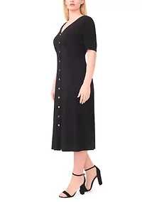 Plus Short Sleeve V-Neck Dress