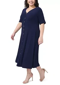 Plus Short Sleeve V-Neck Dress