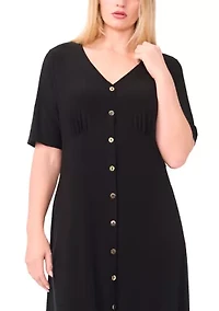 Plus Short Sleeve V-Neck Dress
