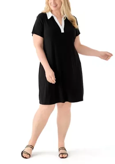Plus Collared A-Line Dress