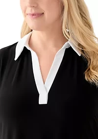 Plus Collared A-Line Dress