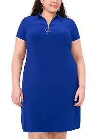 Plus Ring Zipper Polo Dress