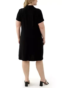 Plus Ring Zipper Polo Dress