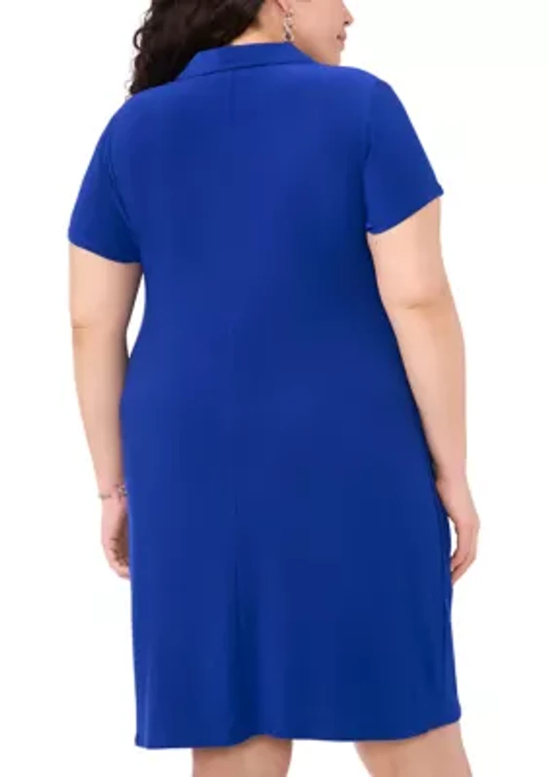 Plus Ring Zipper Polo Dress