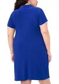 Plus Ring Zipper Polo Dress