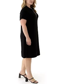 Plus Ring Zipper Polo Dress