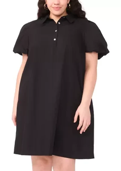 Plus Short Puff Sleeve Mini Dress