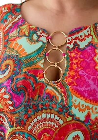 Plus Cap Sleeve Floral A-Line Dress