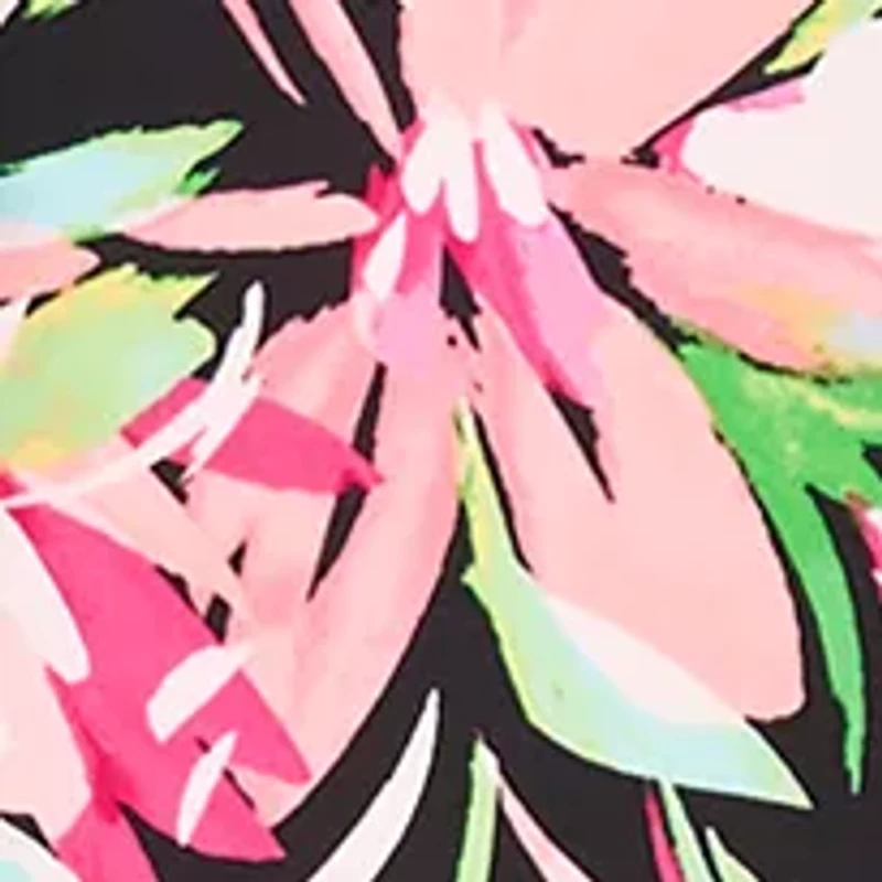 Plus Short Sleeve Collar Floral Print Dress