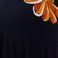 Plus Short Sleeve Zip Collar Floral Print Fit and Flare Dress