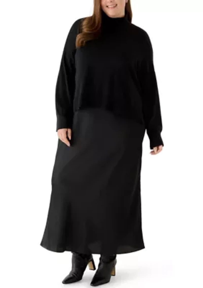 Plus Mock Neck A-Line Sweater