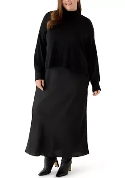 Plus Mock Neck A-Line Sweater