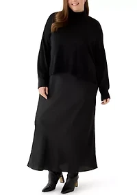 Plus Mock Neck A-Line Sweater