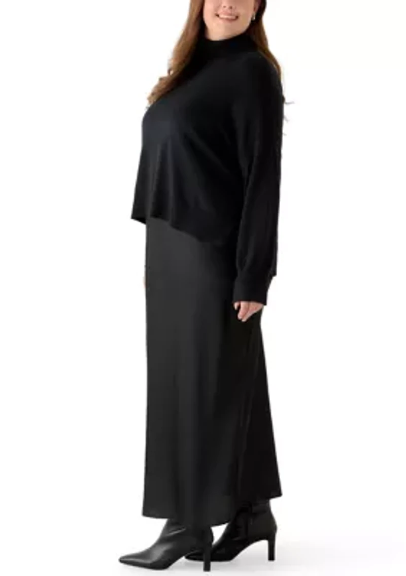 Plus Mock Neck A-Line Sweater