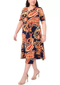 Plus Paisley Print Dress