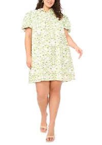 Plus Puff Sleeve Mini Shirtdress