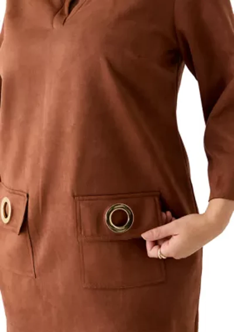 Plus Long Sleeve Pocket Dress