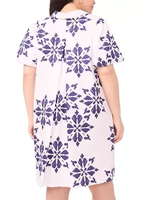 Plus Puff Sleeve Mini Shirtdress