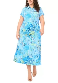 Plus Short Sleeve Midi Shirtdress