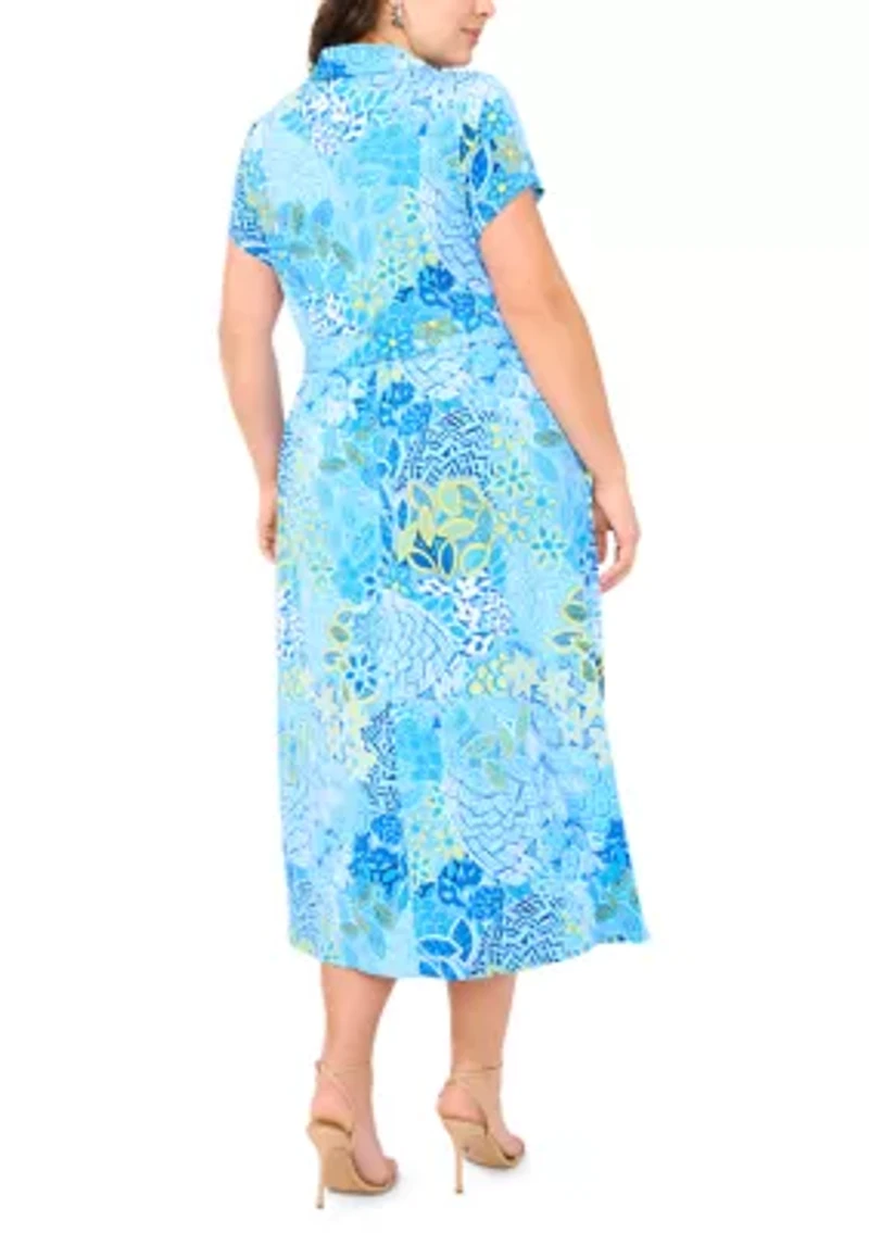 Plus Short Sleeve Midi Shirtdress